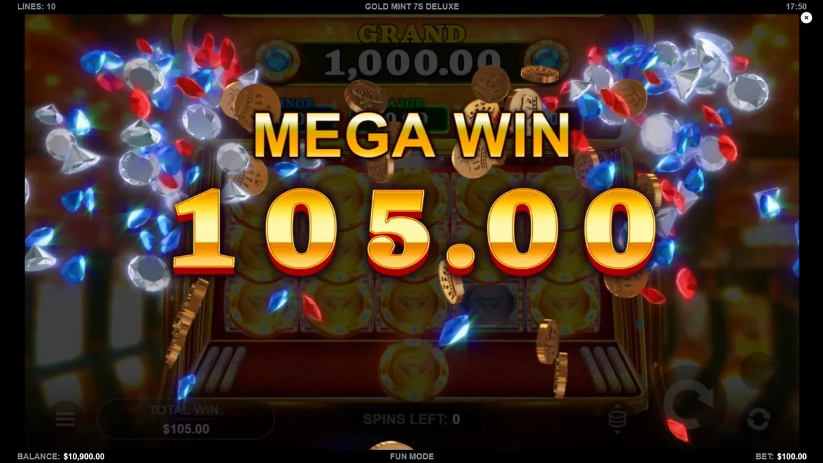 Tampilan visual slot Gold Mint 7s Deluxe dengan simbol emas dan permata